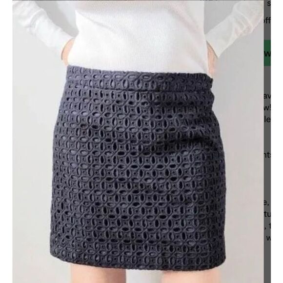 J. Crew Cotton Navy Eyelet Mini Skirt - Size O - Picture 9 of 9